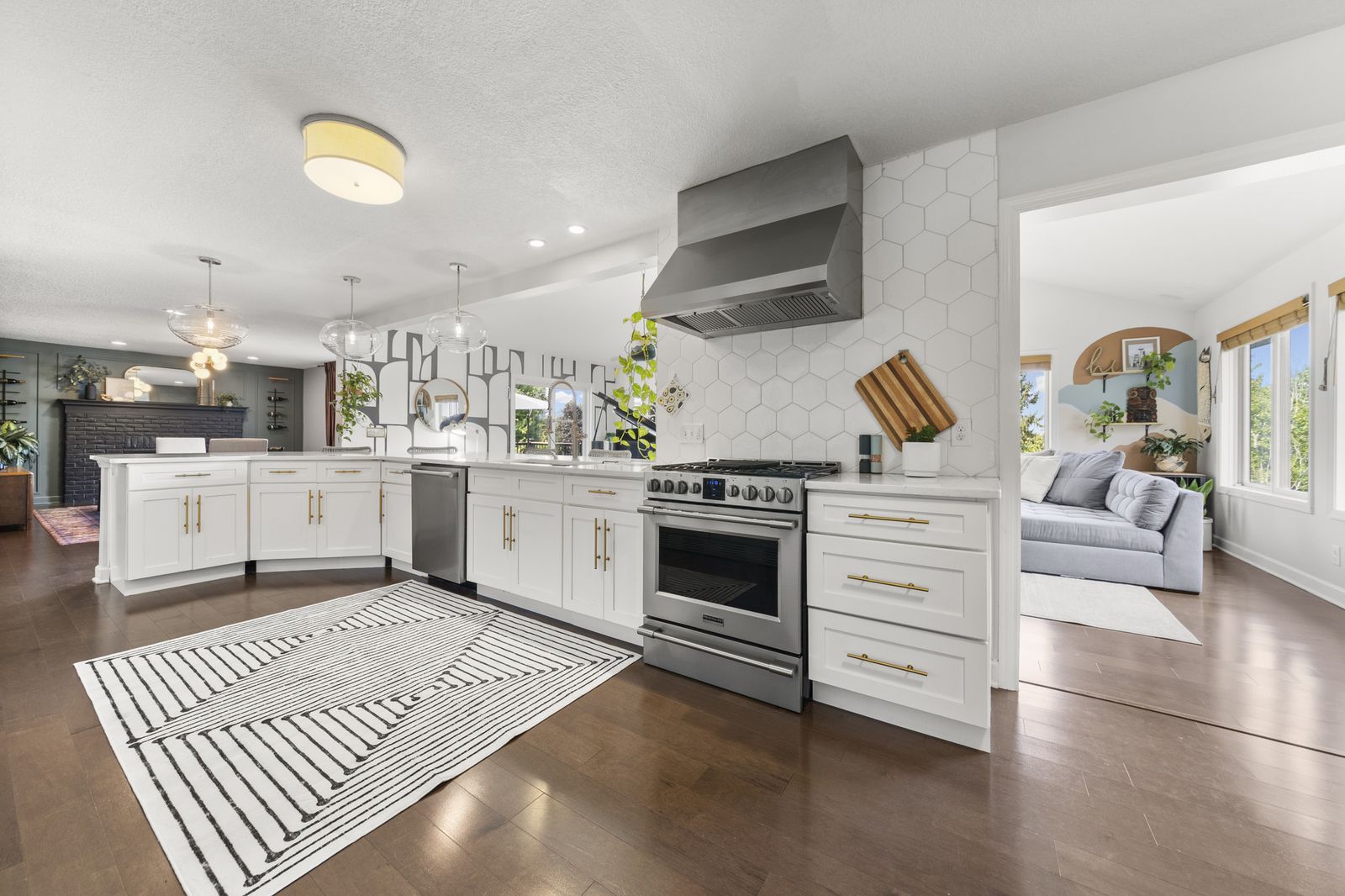 Kitchen and living area combined open layout