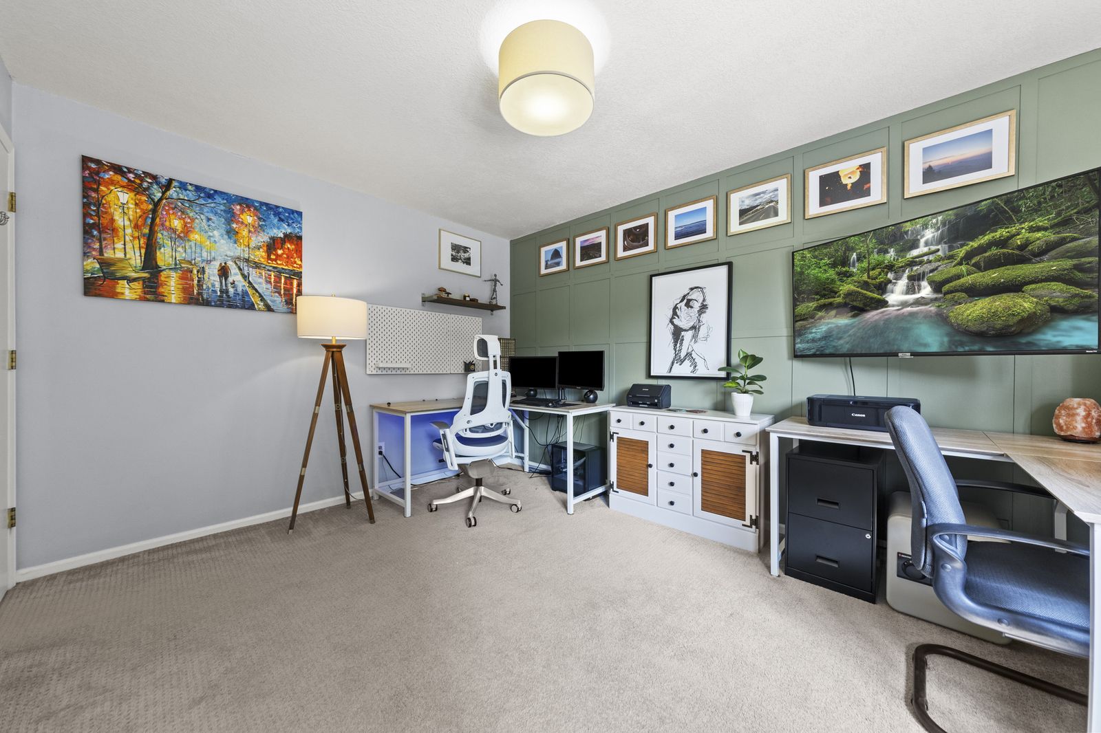 Home office, alternate view with framed art